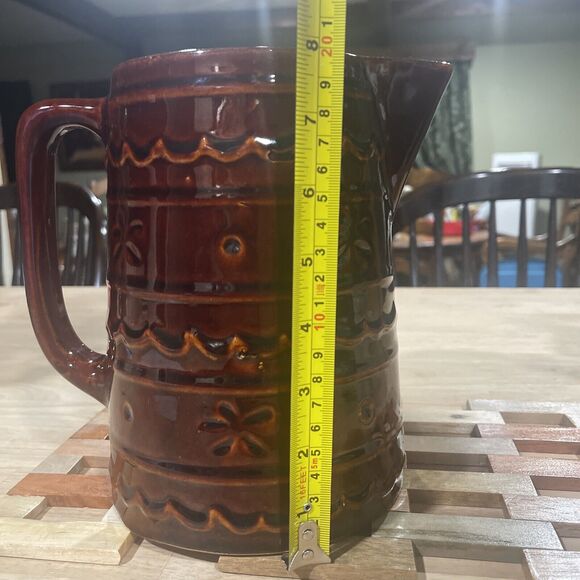 VTG MARCREST Daisy Dot Stoneware Glazed Pottery Pitcher 6” Granny Core Cottage - Picture 5 of 12